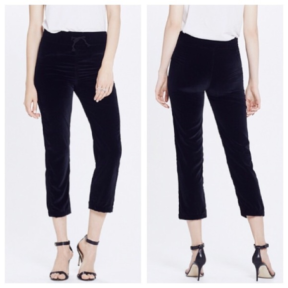 MOTHER Pants - NEW Mother the Lounger Velvet Ankle Pants In Black
